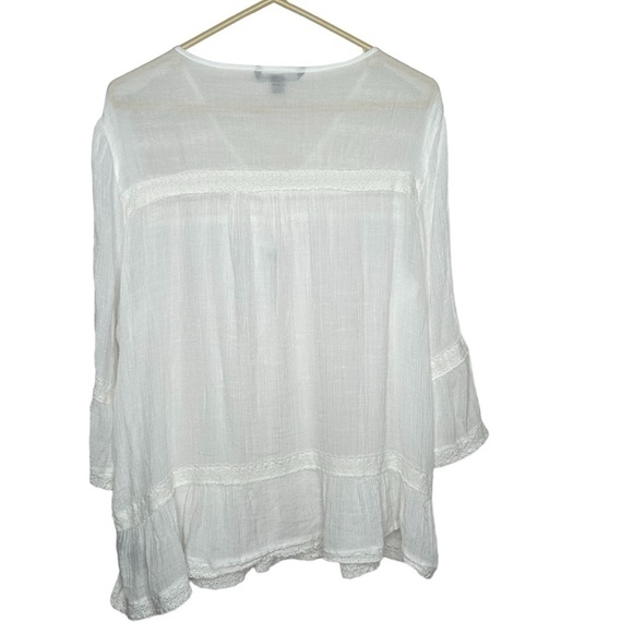 Zac & Rachel Women’s White Boho Blouse Size XL Lightweight - Picture 4 of 4